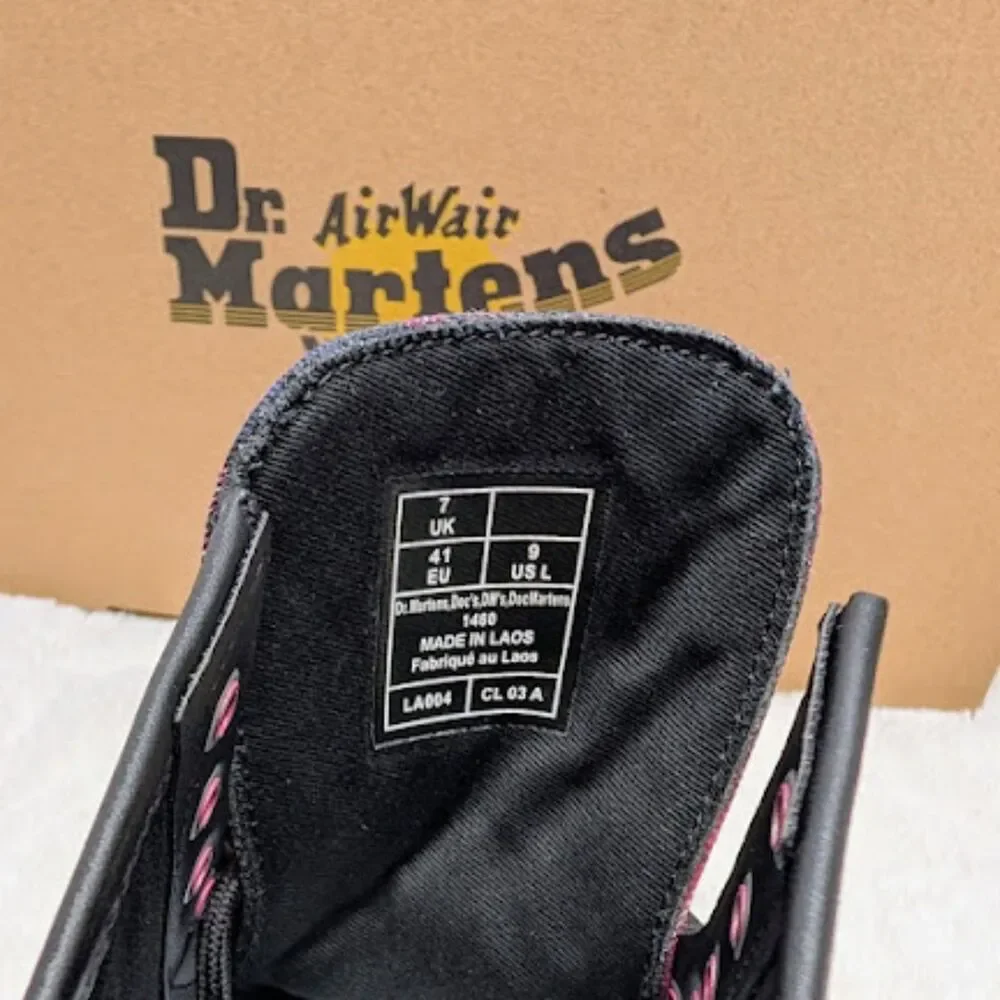 Dr. Martens 1460 Pink Multicolor Plaid Tartan Lace Up Boots Women's 9 UK 7 NIB - Picture 11 of 13